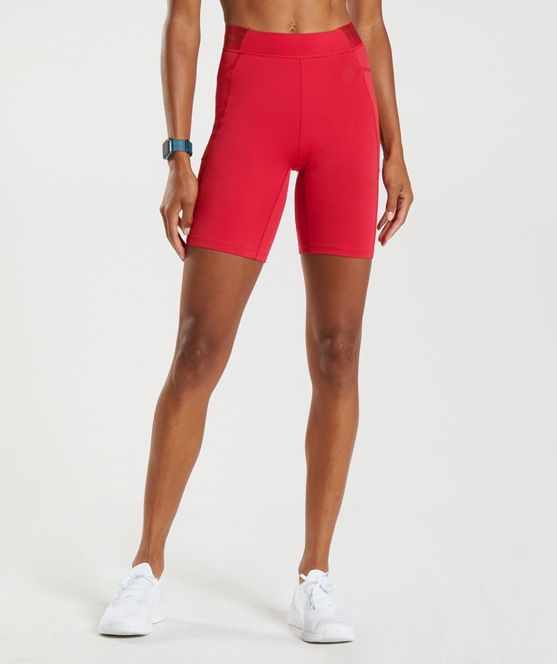 Gymshark Shorts - Womens Brandmark Cycling Red | Gymshark USA